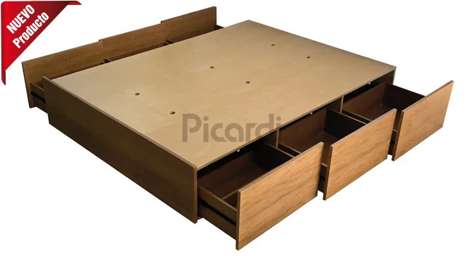 Cama Box con 6 cajones y cajones para zapatos.