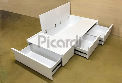 Cama de 1 Plaza y 1 Plaza y Media con 3 Cajes y Baul