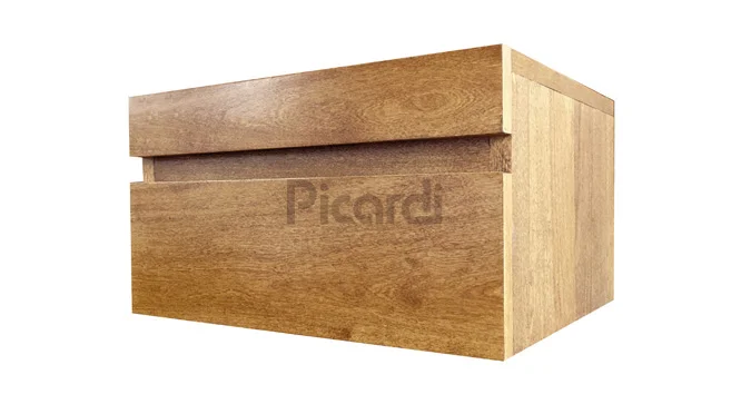 mesa de luz flotante de madera con bandeja deslizante y cajón línea Trend